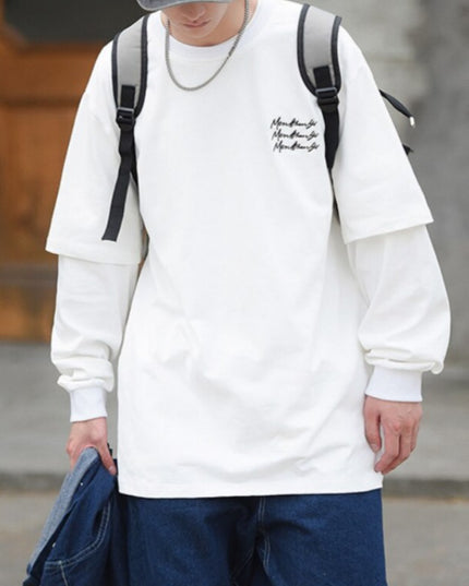 Męska koszulka z długim rękawem dwuczęściowa o luźnym kroju