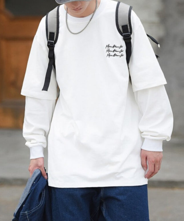 Męska koszulka z długim rękawem dwuczęściowa o luźnym kroju