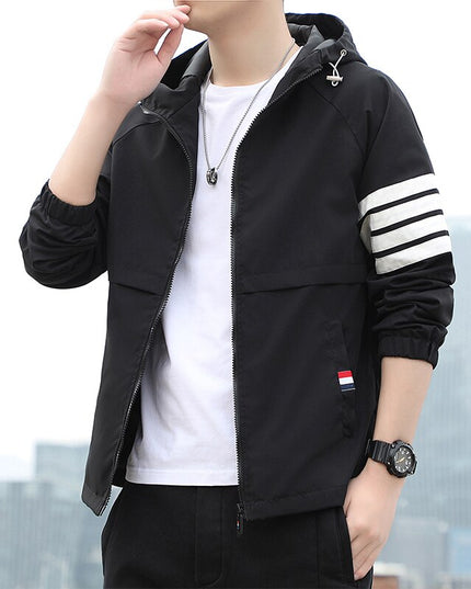 Męska kurtka przejściowa wiatrówka z kapturem