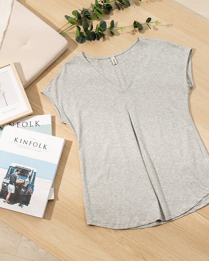 Damski T-shirt z dekoltem V o luźnym kroju