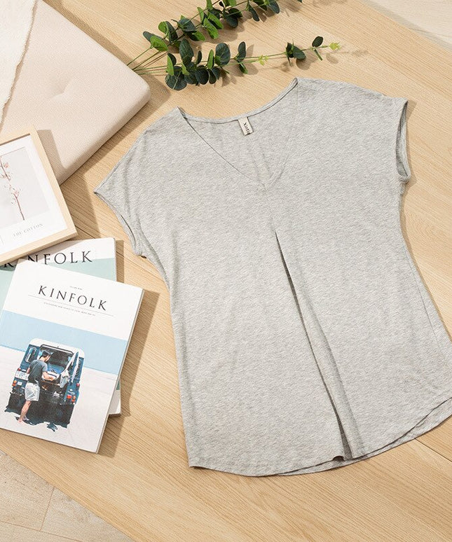 Damski T-shirt z dekoltem V o luźnym kroju