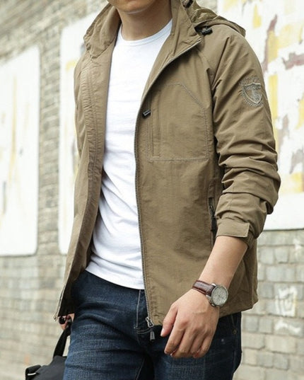 Męska kurtka przejściowa klasyczna z kapturem