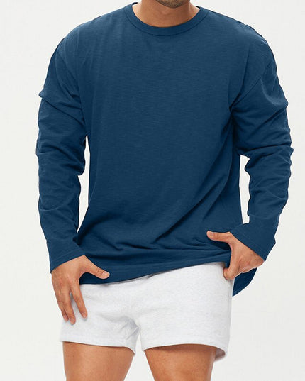 Męska koszulka z długim rękawem z okrągłym dekoltem