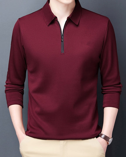 Męska koszulka z długim rękawem rozpinana typu polo