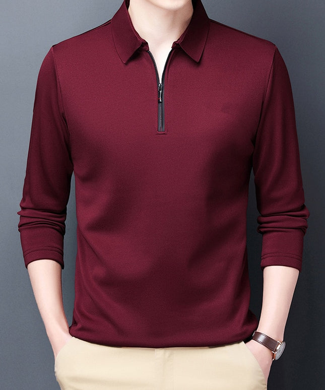 Męska koszulka z długim rękawem rozpinana typu polo