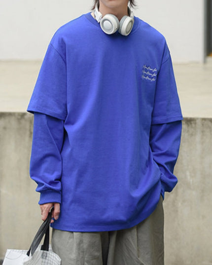 Męska koszulka z długim rękawem dwuczęściowa o luźnym kroju