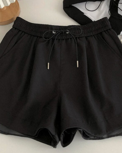 Damskie szorty z satynowej tkaniny z wiązaniem