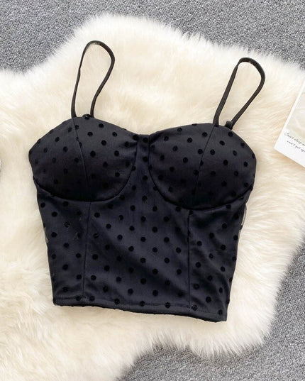 Damski gorsetowy top na ramiączkach w grochy