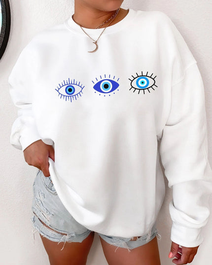 Damska bluza crewneck z nadrukiem oczu