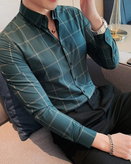 Męska koszula dopasowana w kratę