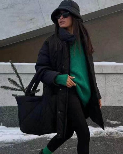 Damska kurtka zimowa pikowana zapinana na zatrzaski