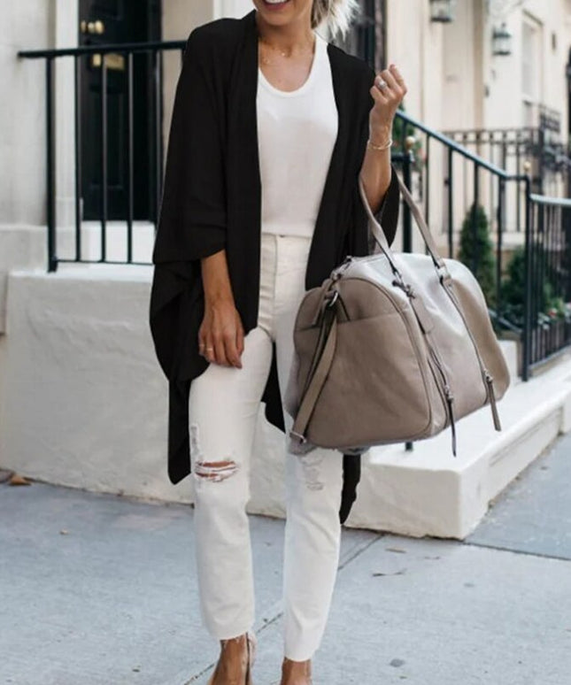 Damski sweter typu kardigan o kroju ponczo