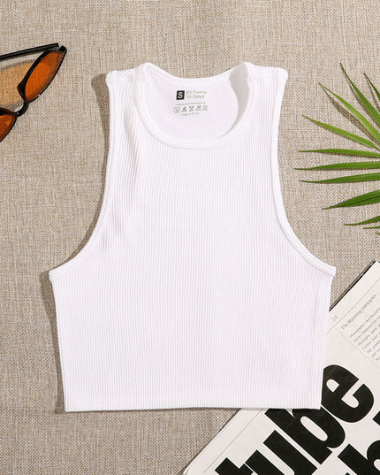 Damski top crop z prążkowanego materiału