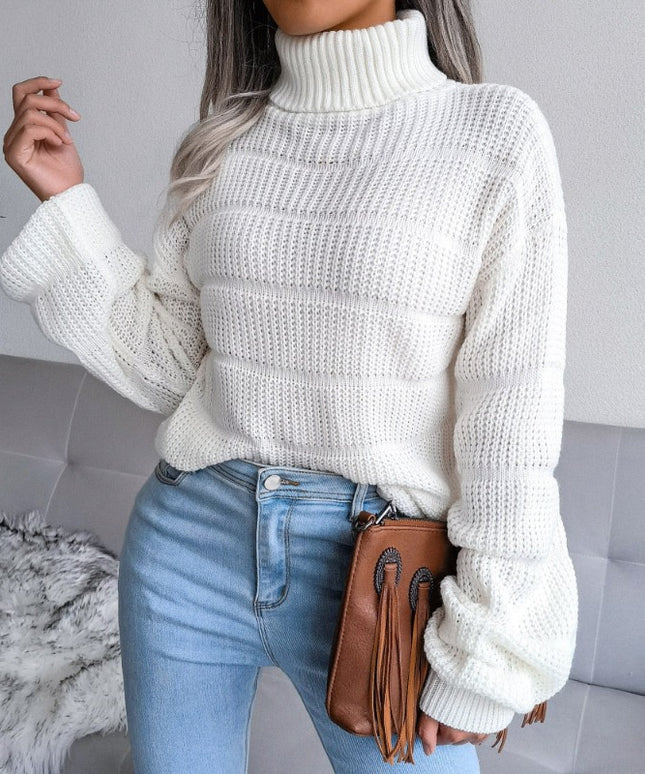 Sweter damski dziergany z golfem