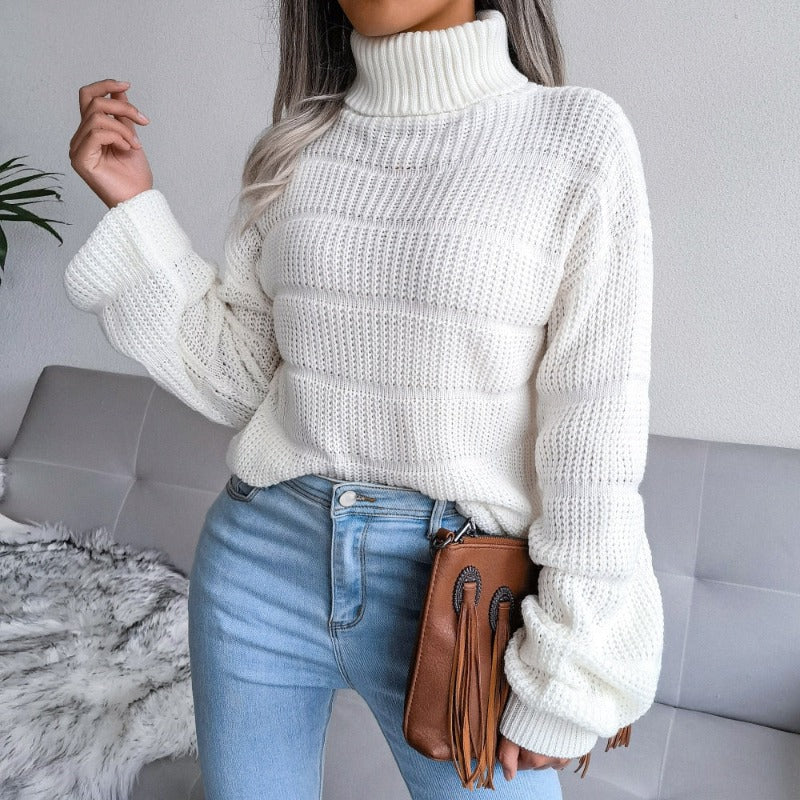 Sweter damski dziergany z golfem