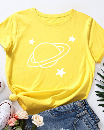 Damski T-shirt z nadrukiem z motywem kosmosu