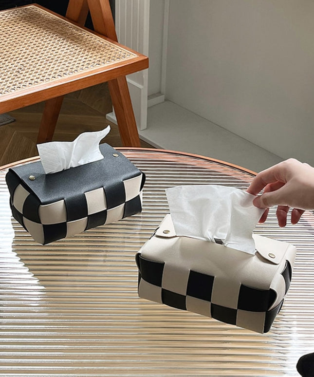 Pudełko na chusteczki skórzane szachownica