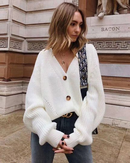 Damski sweter typu dziergany kardigan