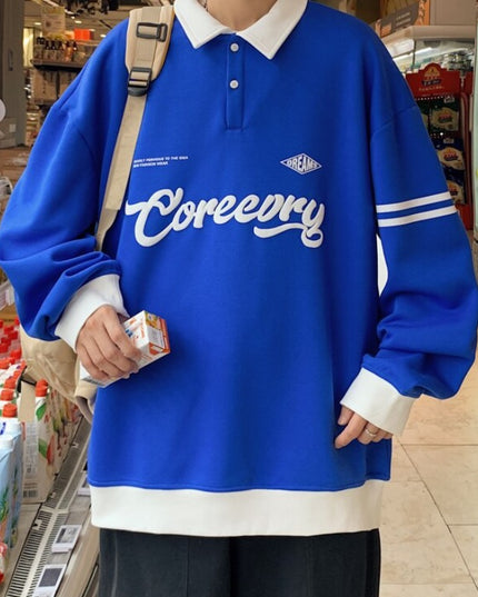 Męska bluza z kołnierzykiem a amerykańskim stylu