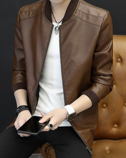 Męska kurtka przejściowa klasyczna z eko skóry