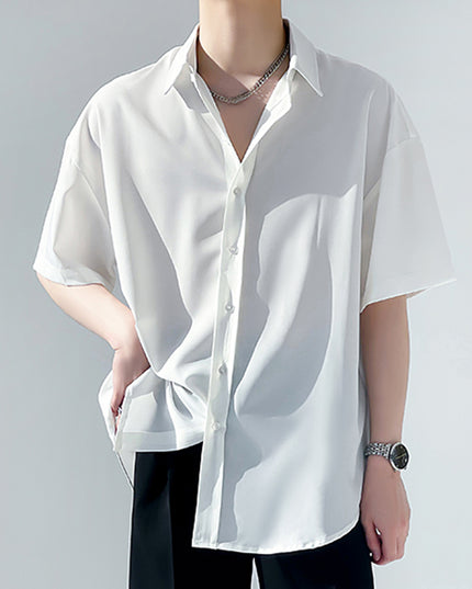 Męska koszula letnia oversize z gładkiej tkaniny