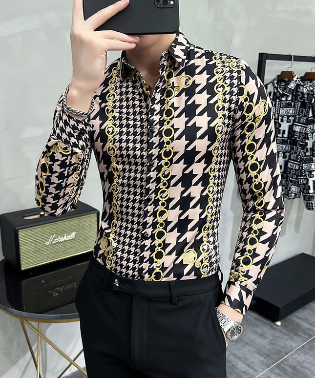 Męska koszula wzorzysta o dopasowanym kroju