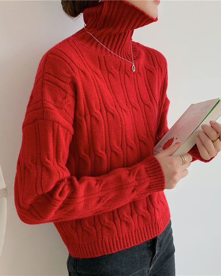 Damski sweter teksturowany z golfem