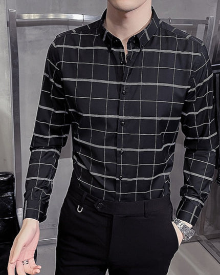 Męska koszula dopasowana w drobną kratkę