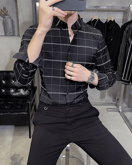 Męska koszula dopasowana w drobną kratkę