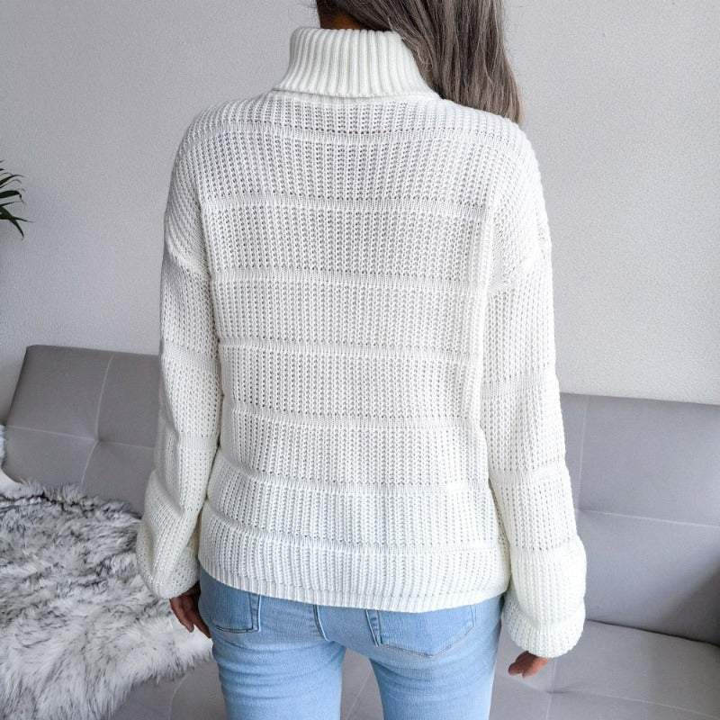 Sweter damski dziergany z golfem