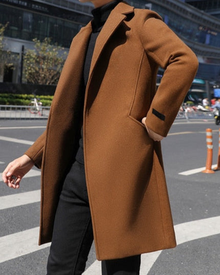 Męski elegancki płaszcz z kieszeniami