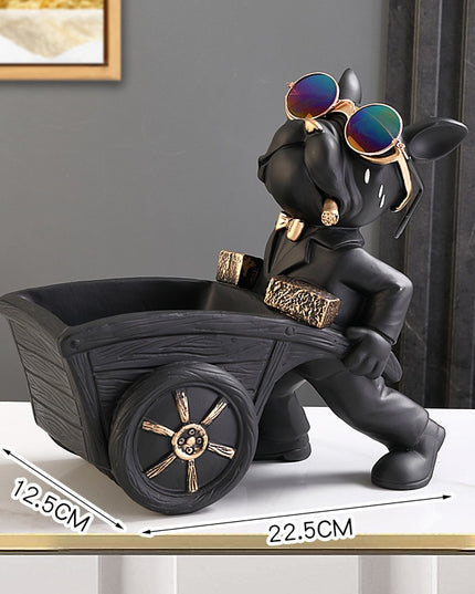 Figurka funkcjonalna buldog francuski ze złotymi dodatkami