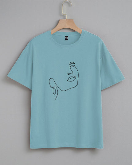 Damski T-shirt z nadrukiem z minimalistycznym motywem