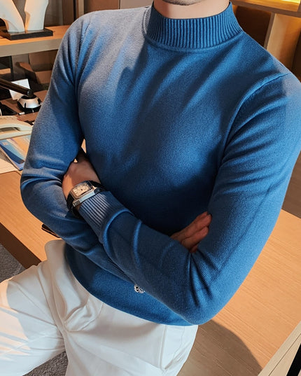 Męski sweter typu golf o dopasowanym kroju