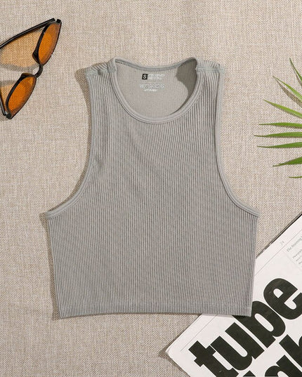 Damski top crop z prążkowanego materiału