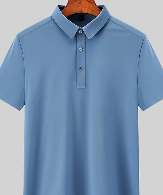 Męska koszulka polo jednokolorowa z białymi guzikami