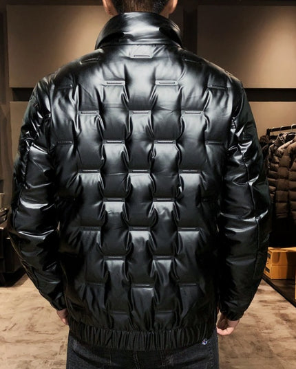 Męska kurtka zimowa metaliczna ze stójką