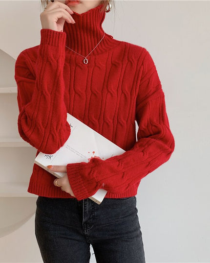 Damski sweter teksturowany z golfem