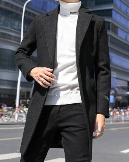 Męski elegancki płaszcz z kieszeniami