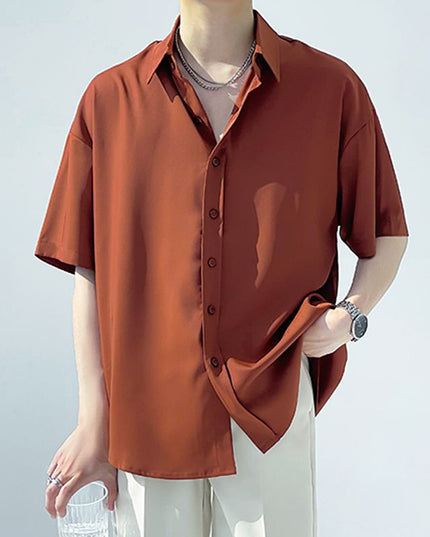 Męska koszula letnia oversize z gładkiej tkaniny