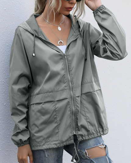 Damska kurtka przejściowa przeciwdeszczowa z kapturem