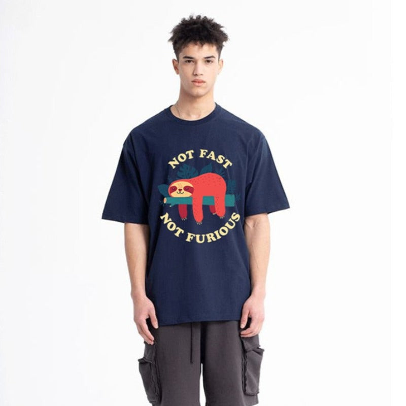 Męski T-shirt z napisem "NOT FAST NOT FURIOUS"