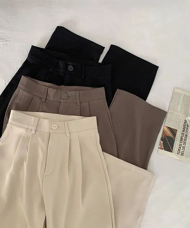 Damskie eleganckie spodnie chinosy z szerokimi nogawkami