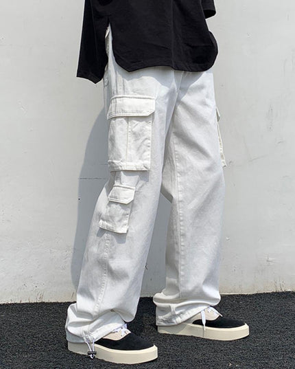 Męskie spodnie cargo z szerokimi nogawkami