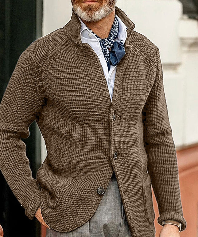 Męski sweter typu kardigan z kołnierzykiem