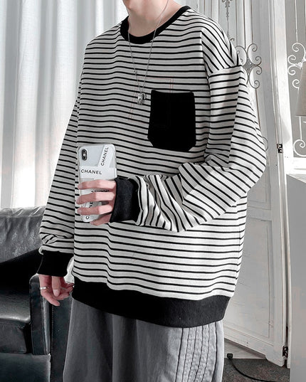 Męska bluza w paski z kieszonką