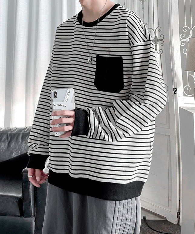 Męska bluza w paski z kieszonką