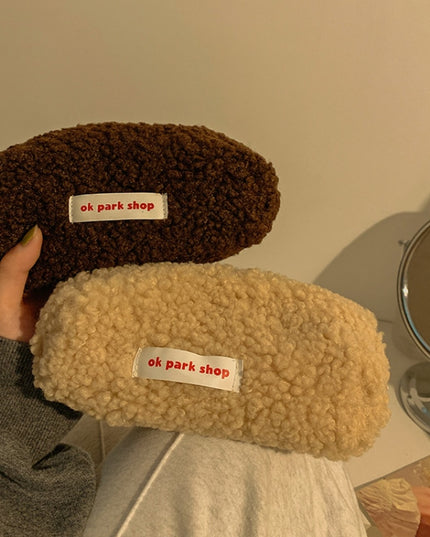 Kosmetyczka pluszowa z miękkiego materiału z nadrukiem