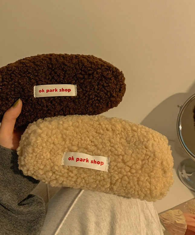 Kosmetyczka pluszowa z miękkiego materiału z nadrukiem