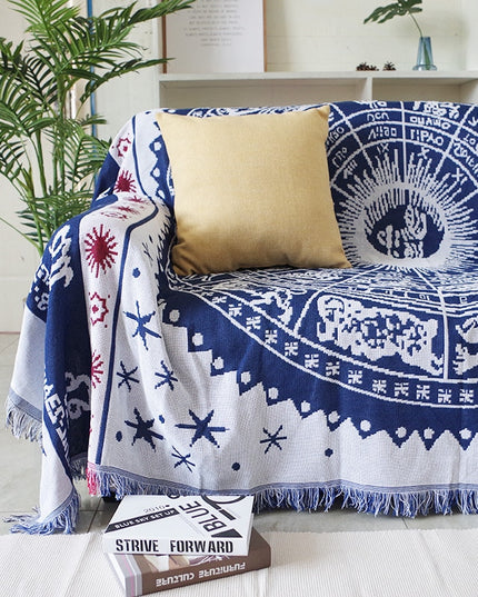 Dwustronny ozdobny pled ze znakami zodiaku